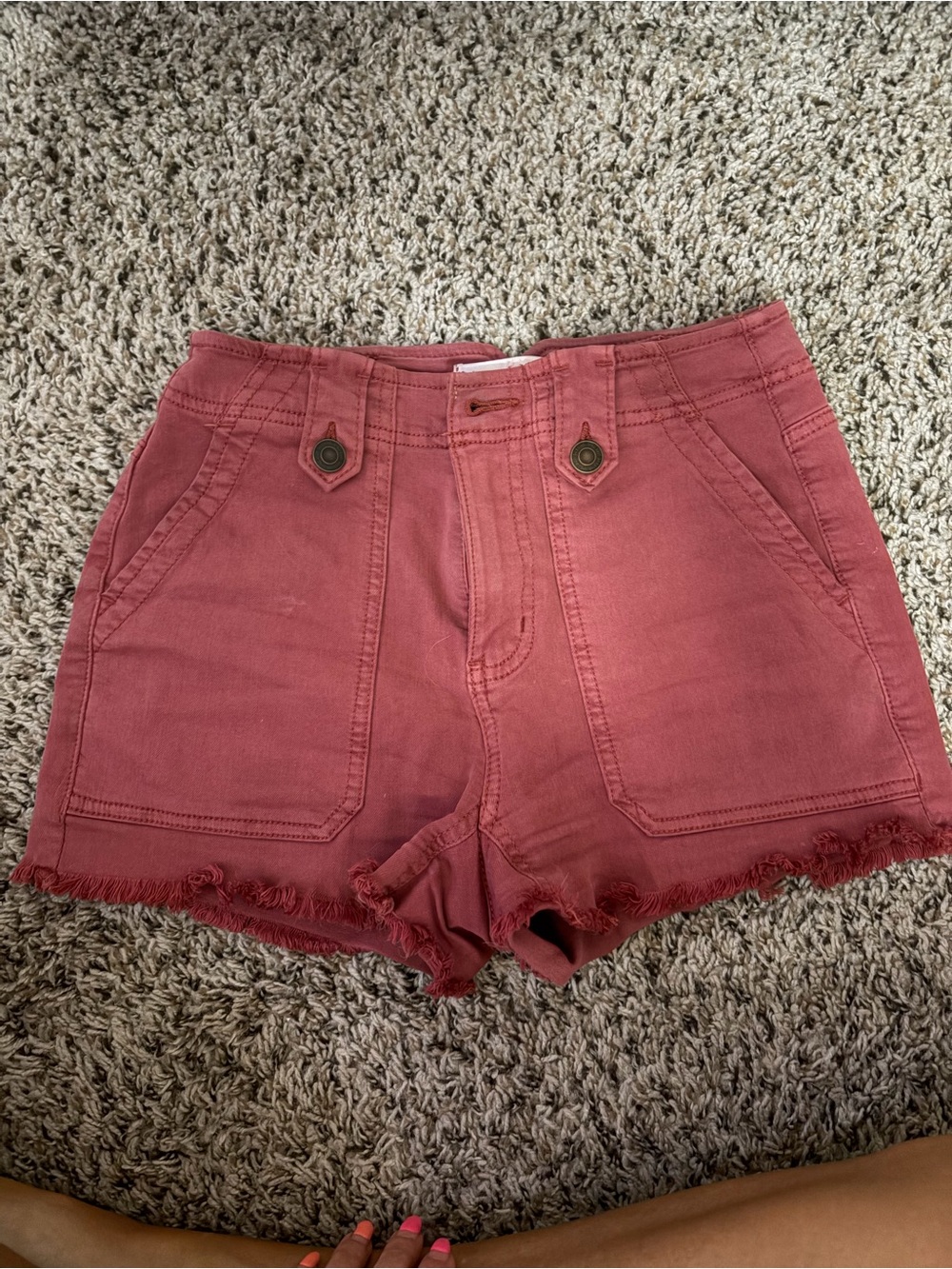SO Rose-Mauve High-Rise Utility Jean Shorts
